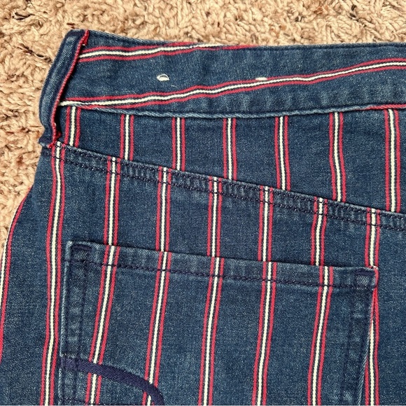 American Eagle Hi-Rise Mini‎ Super Stretch Blue Striped Denim Skirt Size 12 - Picture 10 of 16